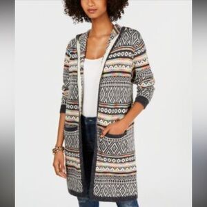 Monteau hooded duster Knit Cardigan EUC M